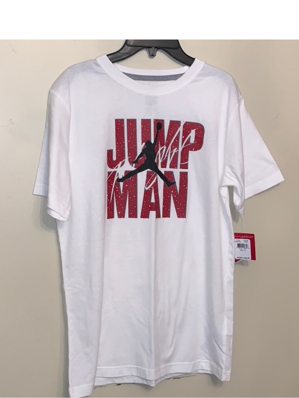 Boy’s Nike White Short Sleeve 'Jumpman' Graphic Tee with Red Logo